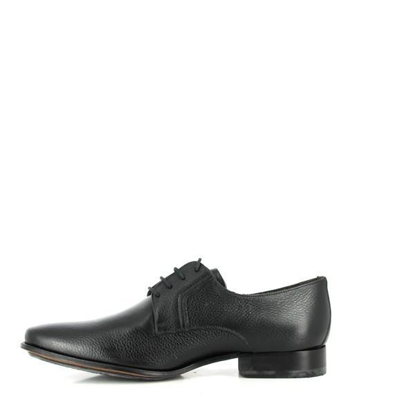 The internal side view of the Anatomic Player Black Oxford Shoes shows the luxurious sheepskin lining and cushioned footbed, emphasizing the comfort and quality of the materials used.