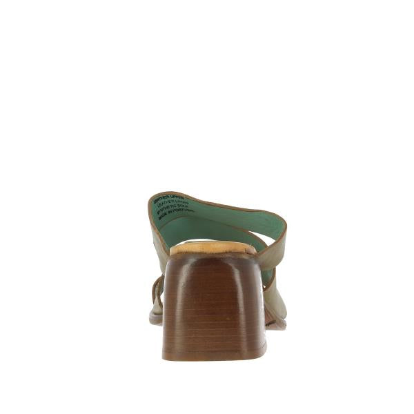 A rear view of the slides, featuring the clean, minimalist back edge and the sturdy platform heel, emphasizing the quality and durability of the design.
