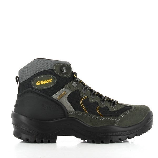A full side profile of the Grisport 10694S12G Taupe Lace-Up Boot, showcasing its premium suede upper, sturdy lace-up closure, and durable PU sole. The subtle stitching details highlight the high-quality craftsmanship.