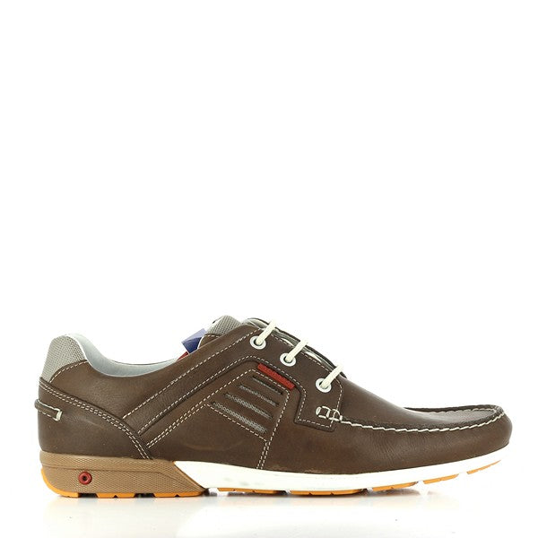 A full side profile of the Grisport 43206O2 Brown Lace-Up Shoe, showcasing its premium leather upper, classic lace-up design, and sturdy sole.