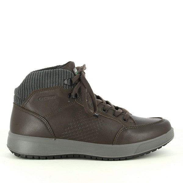A full profile shot of the Grisport 43603A25G Dark Brown Boots, showcasing the premium leather upper, sturdy sole, and classic lace-up design.