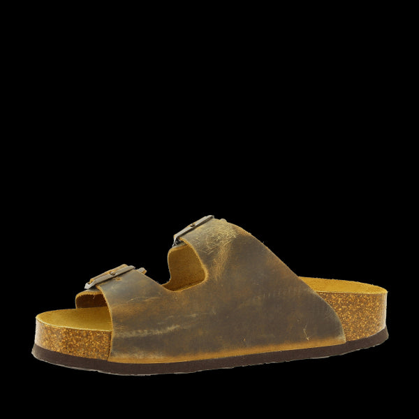 Inside view of Plakton's 340010 Beige Double Strap Sandals, featuring the natural leather lining with antibacterial properties for freshness and a round toe shape for comfort.