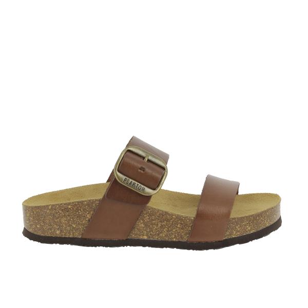 Explore the sleek side profile of Plakton's 343004 Taupe Double-Strap Sandals. Handcrafted with eco-friendly cork soles and premium leather, these sandals offer a perfect blend of style and sustainability.