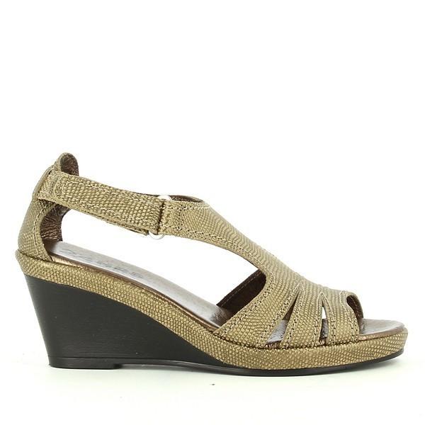 The 24 Hrs 22503 Beige Slingback Wedges from the outside side, showcasing the smooth leather upper and elegant slingback design.
