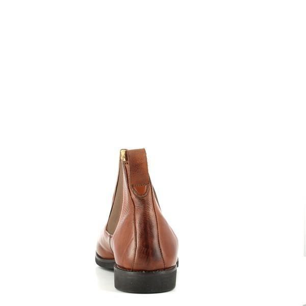 The back of the Anatomic Fabio Chestnut Ankle Boots shows the smooth leather finish and 2cm heel. The stitching details and structured design emphasize the boot's craftsmanship and classic style, offering a detailed view of the boot's construction.