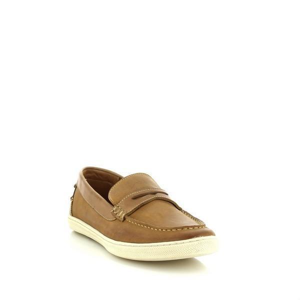 A slightly angled view of the Anatomic Lages Bronze Loafers, capturing both the side and the front of the shoe. This perspective reveals the sophisticated bronze finish and the rounded toe, as well as the subtle sheen of the burnished leather. The shoe’s craftsmanship and the elegant silhouette are prominent.