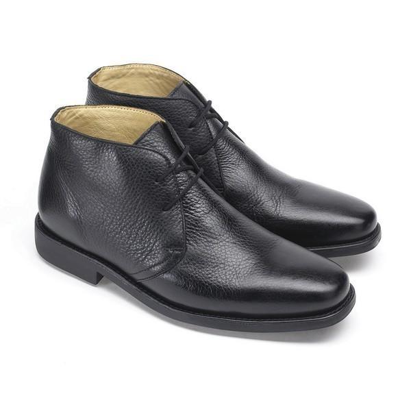 A sleek profile showcasing the smooth black leather upper, with clean stitching along the edges. The lace-up design offers a classic, refined look, while the slight 2cm heel adds sophistication.