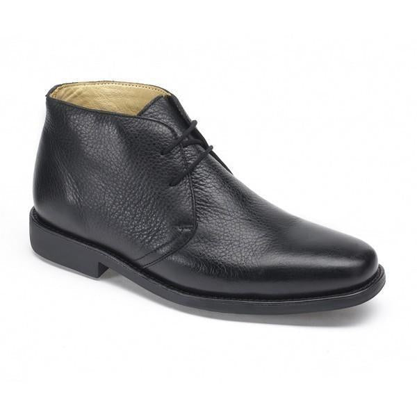 A sleek profile showcasing the smooth black leather upper, with clean stitching along the edges. The lace-up design offers a classic, refined look, while the slight 2cm heel adds sophistication.