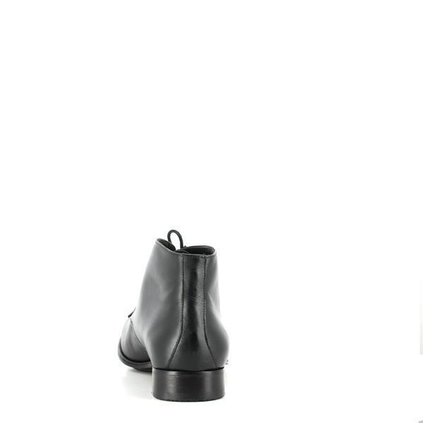 The back view of the Anatomic Panorama Black Lace-Up Ankle Boots presents the clean, understated design with a smooth leather finish and a slight heel elevation. The back view highlights the boot's simple, classic lines and the quality of the craftsmanship.