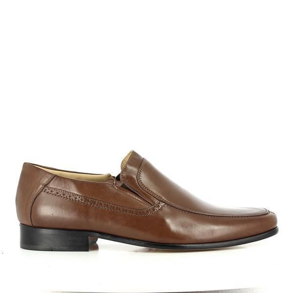 The Anatomic Watch Chocolate Driver Shoes are showcased from the side, highlighting their sleek, rounded toe and smooth, rich brown leather. The elegant stitching and subtle curves of the design are clearly visible.
