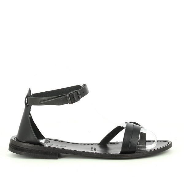 The Antichi Romani 114 Nero Black Slingback Sandals feature a sleek black leather upper with a round toe and a refined slingback design. The 1 cm heel-platform offers a subtle lift while ensuring comfort. The sandals are showcased against a neutral backdrop, highlighting their luxurious leather and expert Italian craftsmanship. The image captures the sandals' elegant simplicity and timeless appeal.