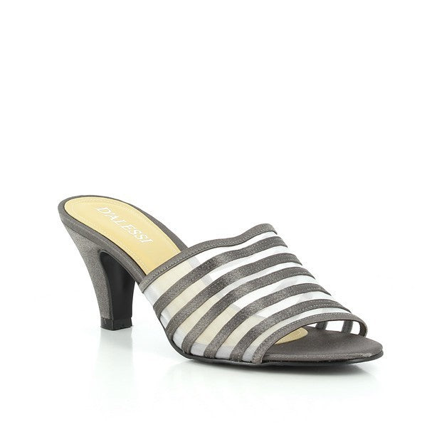 An angled view highlighting the open-toe design, the textured dotted mesh upper, and the smooth transition to the synthetic sole for a contemporary look.