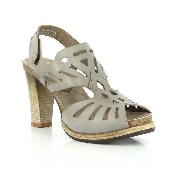 From this angled shot, the 10cm heel-platform height stands out, providing a modern silhouette. The leather straps and peep toe design are highlighted, emphasizing the intricate craftsmanship and timeless appeal of the sandals.