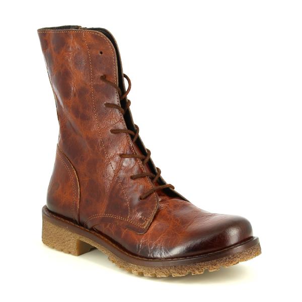 A dynamic angle showing the Felmini B501 Lace-Up Boots, capturing the subtle curvature of the boot and emphasizing the sophisticated leather texture. The zipper closure on the inner side adds an element of convenience and style.