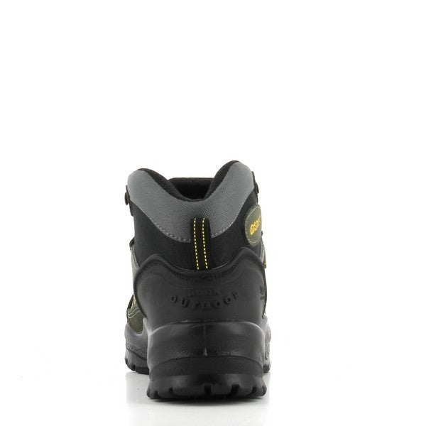 A rear perspective highlighting the reinforced heel structure and pull-tab for easy wear. The durable sole extends slightly at the back, offering additional stability and durability for trekking adventures.