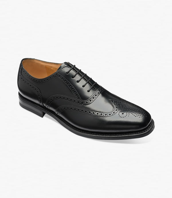 LOAKE 302 BLACK OXFORD BROGUE RUBBER SOLE G-WIDE