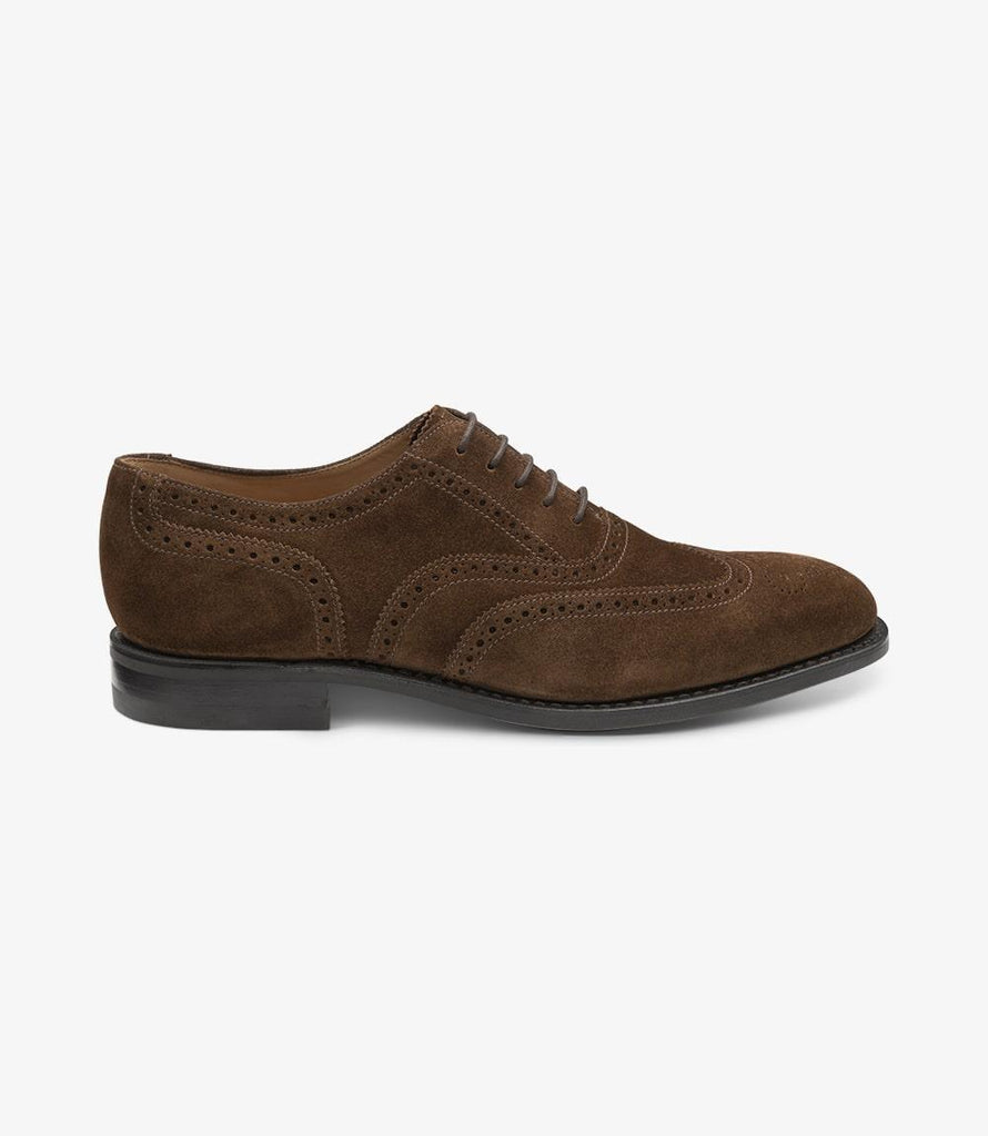 LOAKE 302 BROWN SUEDE OXFORD BROGUE RUBBER SOLE G-WIDE