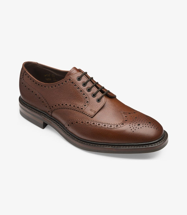 LOAKE BADMINTON DARK BROWN BROGUE RUBBER SOLE G-WIDE