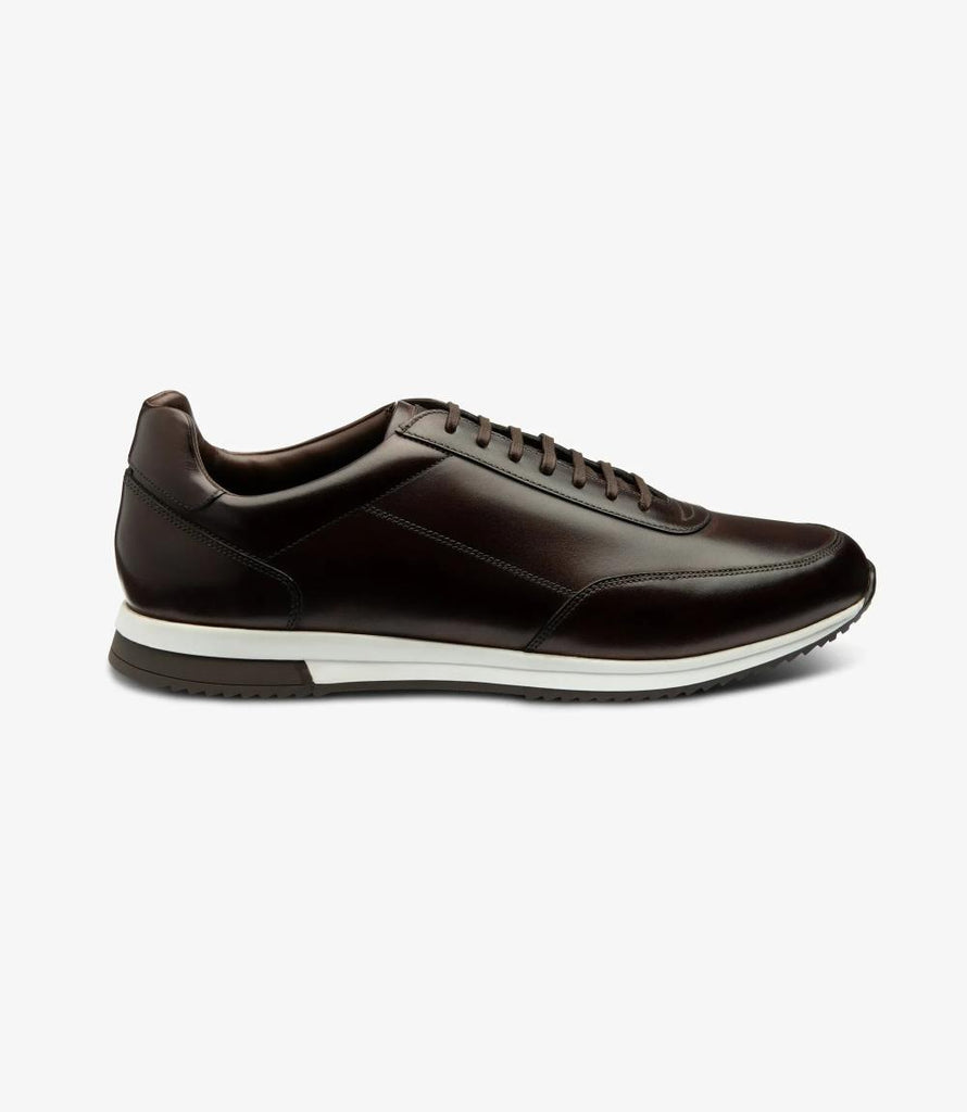 LOAKE BANNISTER DARK BROWN LEATHER TRAINER RUBBER SOLE F-MEDIUM