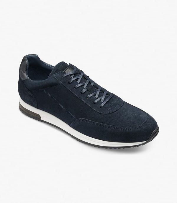 LOAKE BANNISTER NAVY SUEDE TRAINER RUBBER SOLE F-MEDIUM