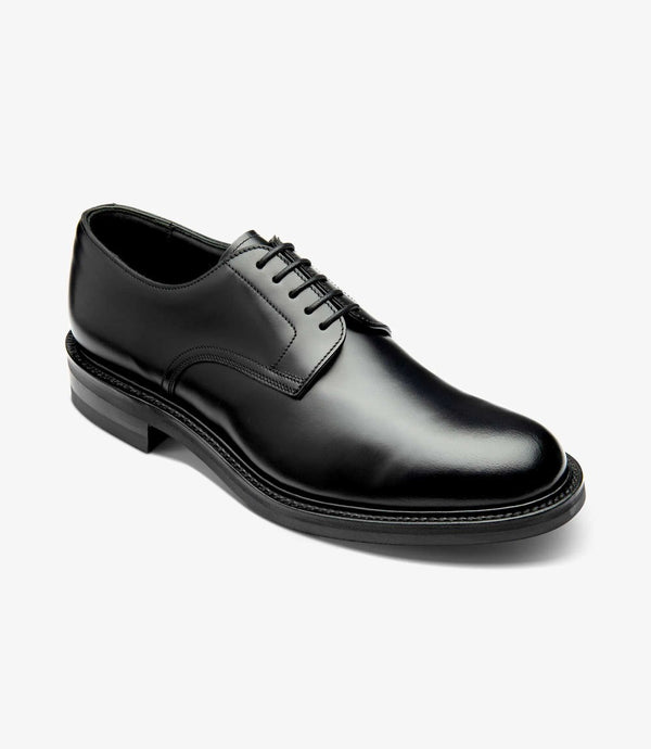 LOAKE BARBICAN BLACK DERBY RUBBER SOLE F-MEDIUM