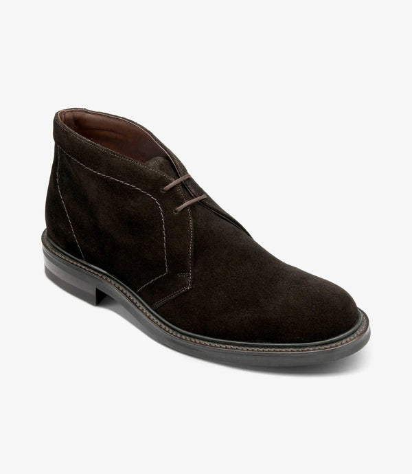 LOAKE BERKELEY DARK BROWN SUEDE DERBY BOOT RUBBER SOLE F-MEDIUM