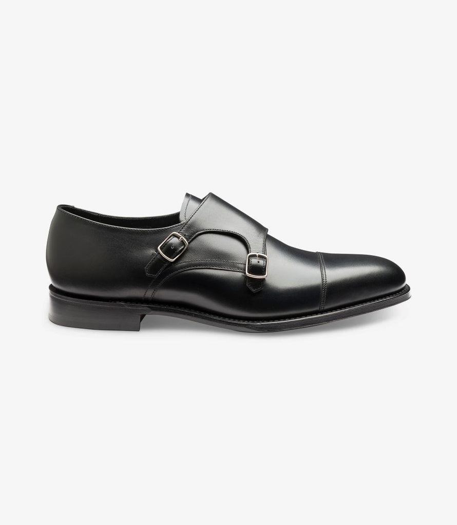 LOAKE CANNON BLACK DOUBLE MONK LEATHER SOLE F-MEDIUM