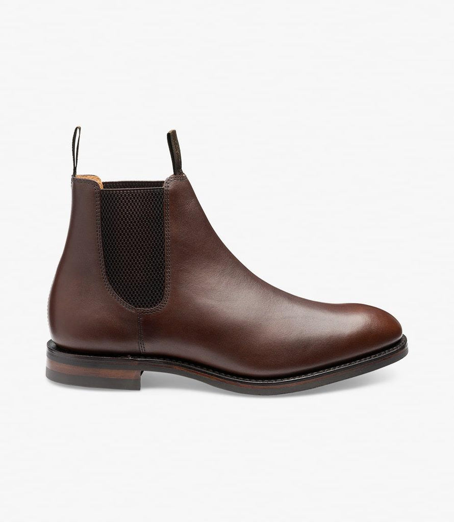 LOAKE CHATSWORTH DARK BROWN LEATHER CHELSEA BOOT RUBBER SOLE G-WIDE