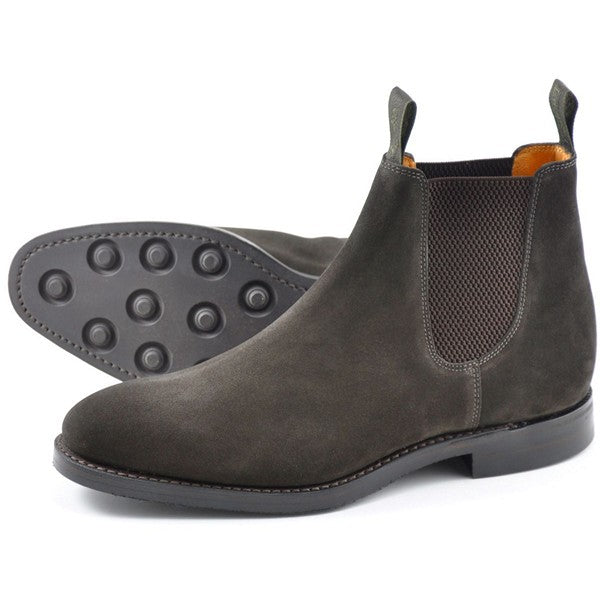 LOAKE CHATSWORTH DARK BROWN SUEDE CHELSEA BOOT SLIP ON RUBBER SOLE G-WIDE