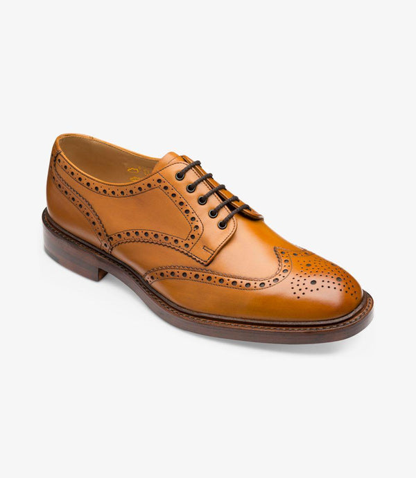 LOAKE CHESTER TAN DERBY BROGUE RUBBER SOLE F-MEDIUM