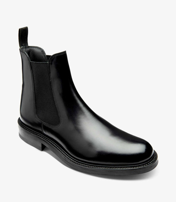 LOAKE DORCHESTER BLACK CHELSEA BOOT SLIP ON RUBBER SOLE F-MEDIUM