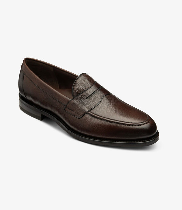 LOAKE IMPERIAL GRAIN DARK BROWN LOAFER SLIP ON RUBBER SOLE F-MEDIUM