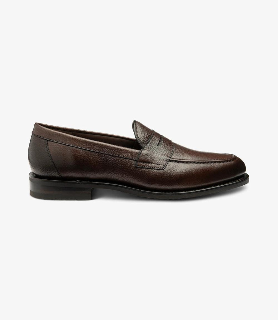 LOAKE IMPERIAL GRAIN DARK BROWN LOAFER SLIP ON RUBBER SOLE F-MEDIUM