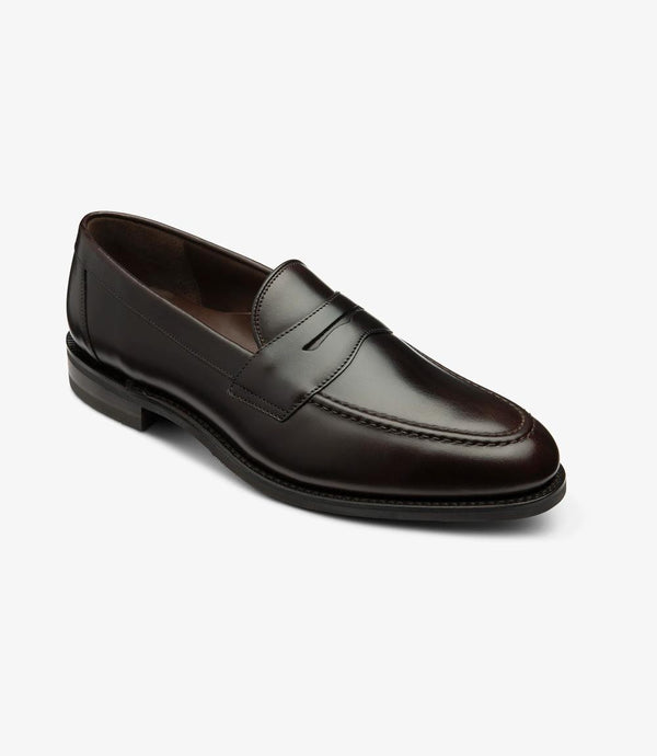 LOAKE IMPERIAL DARK BROWN LOAFER SLIP ON RUBBER SOLE F-MEDIUM