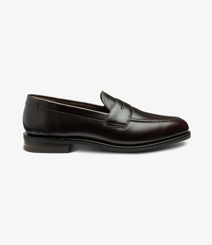 LOAKE IMPERIAL DARK BROWN LOAFER SLIP ON RUBBER SOLE F-MEDIUM