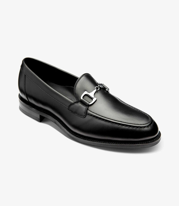 LOAKE KENSINGTON BLACK LOAFER SLIP ON RUBBER SOLE F-MEDIUM
