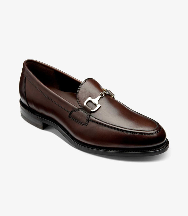 LOAKE KENSINGTON DARK BROWN LOAFER SLIP ON RUBBER SOLE F-MEDIUM