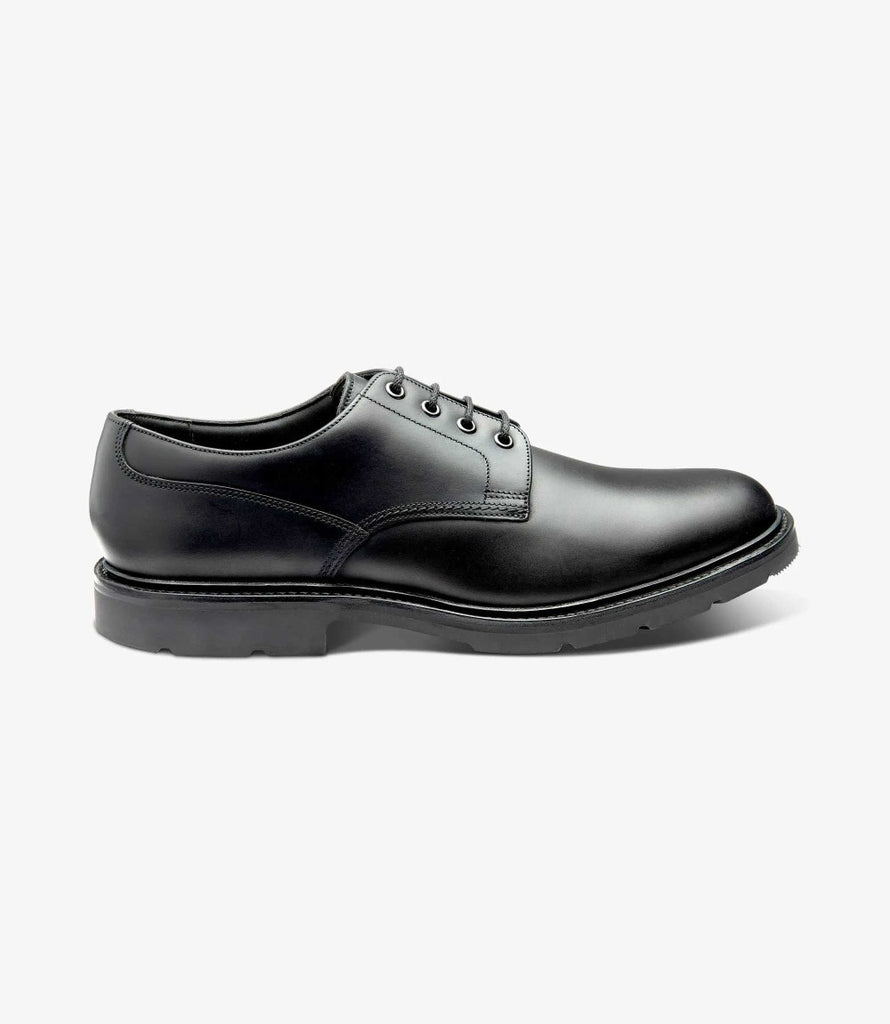 LOAKE RYDE BLACK DERBY RUBBER SOLE F-MEDIUM