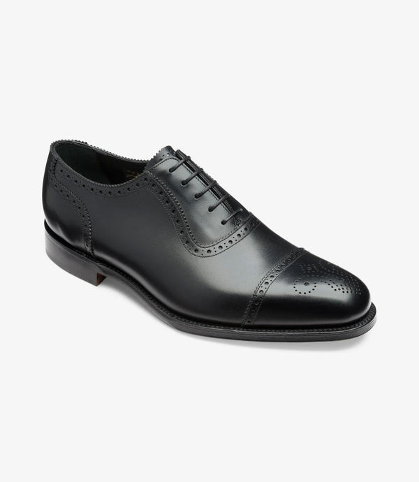 LOAKE STRAND BLACK SEMI BROGUE
