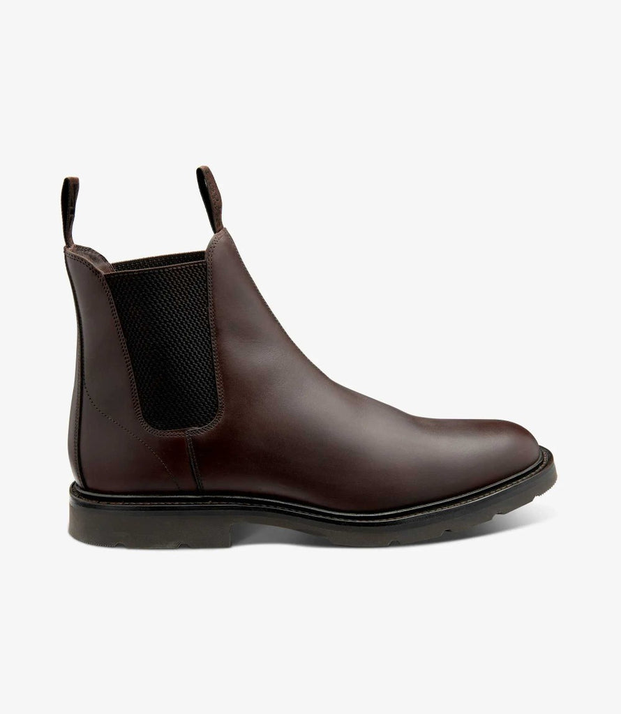 LOAKE TINTAGEL DARK BROWN CHELSEA BOOT SLIP ON RUBBER SOLE F-MEDIUM