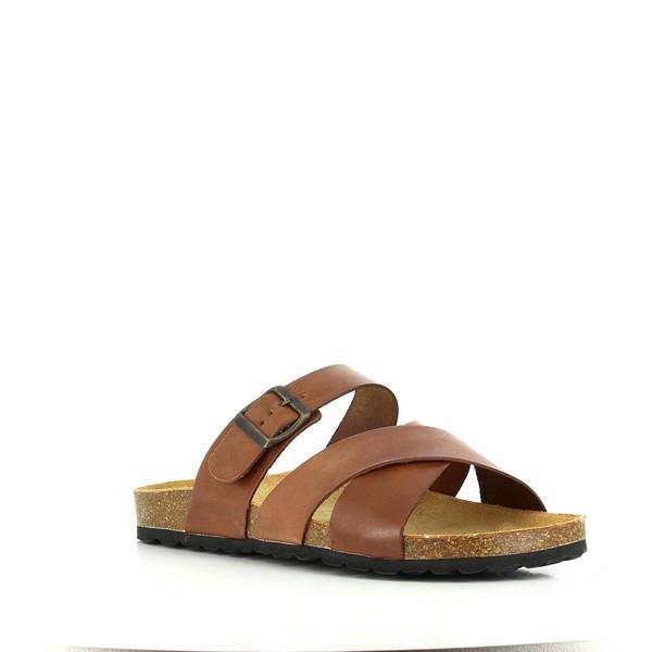 A detailed image showcasing the plush bios contoured lining of Plakton's 100021 Camel Multi Strap Sandals. Crafted with precision, the soft leather upper ensures comfort with every step, making them an ideal choice for all-day wear.