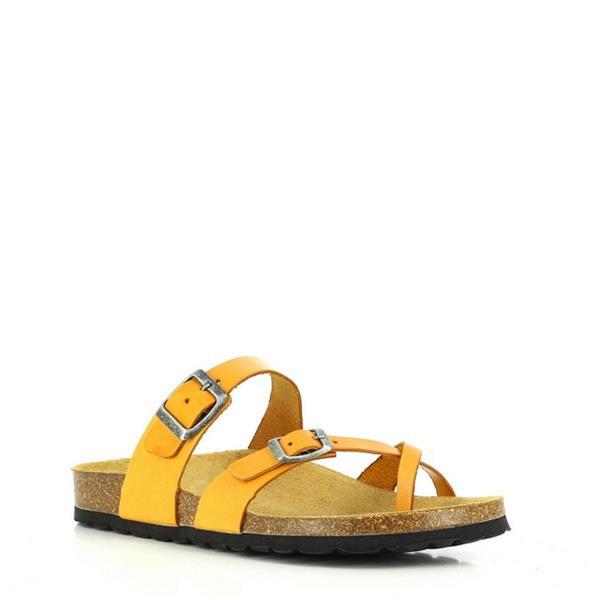 Delve into luxury with a close-up of the internal side of Plakton's 101032 Yellow Sandals, revealing the soft leather lining. Crafted with meticulous attention to detail in Spain, these sandals prioritize both style and support for the modern woman.