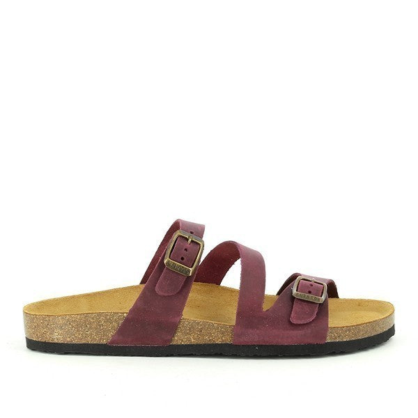 This photo reveals the inner comfort of Plakton's 101210 Burgundy Multi-Strap Sandals. The anti-bacterial insole, lined with luxurious leather, ensures freshness and breathability with every step. The round toe shape offers ample room, while the anatomically shaped footbed provides superior support. Crafted with precision and care, this internal view showcases the quality craftsmanship synonymous with Plakton.