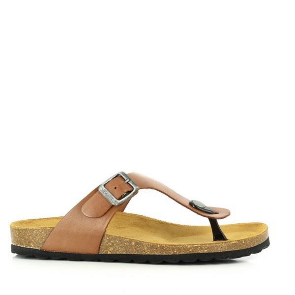  The image showcases Plakton's 101671 Brown Thong Sandals, a symbol of timeless elegance and sustainable fashion. Crafted in Spain, these sandals feature a classic thong design with an adjustable buckle for a customized fit. The cork sole molds to the feet, providing optimal support and cushioning, while the anti-bacterial insole ensures freshness all day. Perfect for those with broader feet, these sandals offer both style and comfort. Step into Plakton's Sandals and embrace ethical fashion with every step.