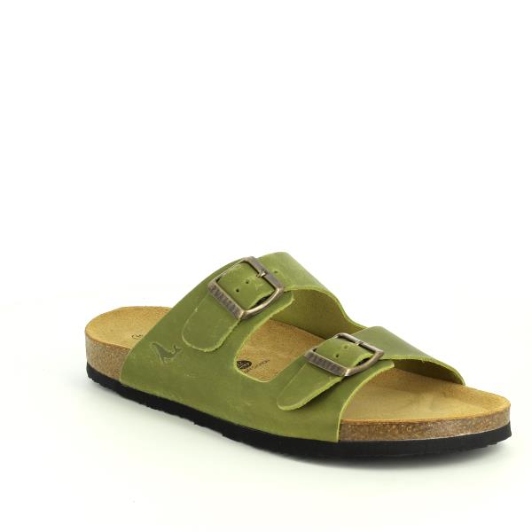 An angled view of the Plakton 180010-OF Pistachio Shoes, highlighting the sophisticated design, adjustable straps, and subtle 2.5cm heel-platform height.