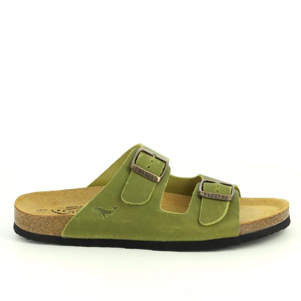 A sleek profile of the Plakton 180010-OF Pistachio Shoes, showcasing the elegant nubuck leather upper and sturdy construction.