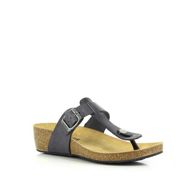 An angled shot capturing the thong design with an adjustable buckle for a customized fit. This view highlights the sleek and modern aesthetic of the sandals, perfect for any occasion.