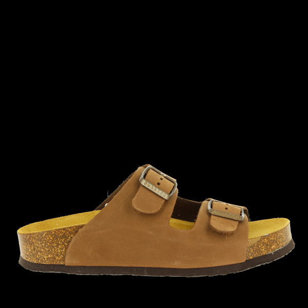 Experience elegance with Plakton's 340010 Mocha Double Strap Sandals. Crafted from premium leather, these sandals showcase a sleek side profile that enhances any ensemble with its refined design.