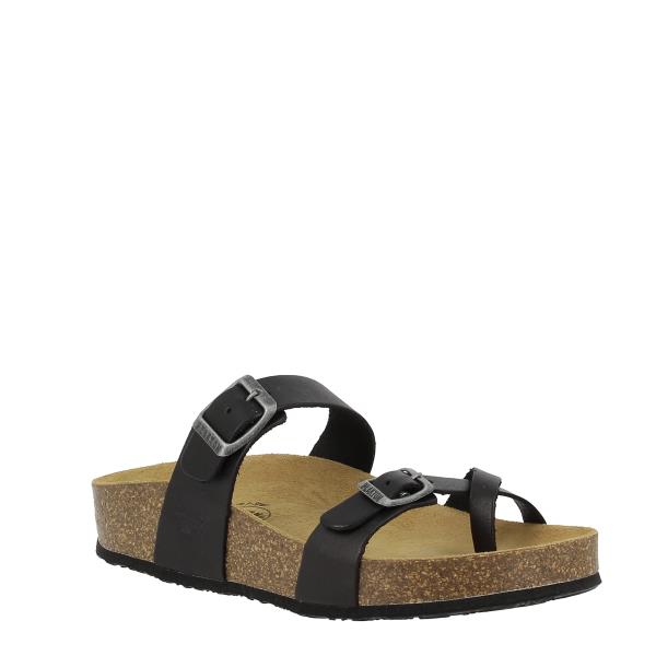 Admire the chic angle of Plakton's 341032 Black Thong Sandals. Featuring a comfortable heel-platform height and adjustable instep strap, these sandals offer a personalized fit and timeless style for any occasion.