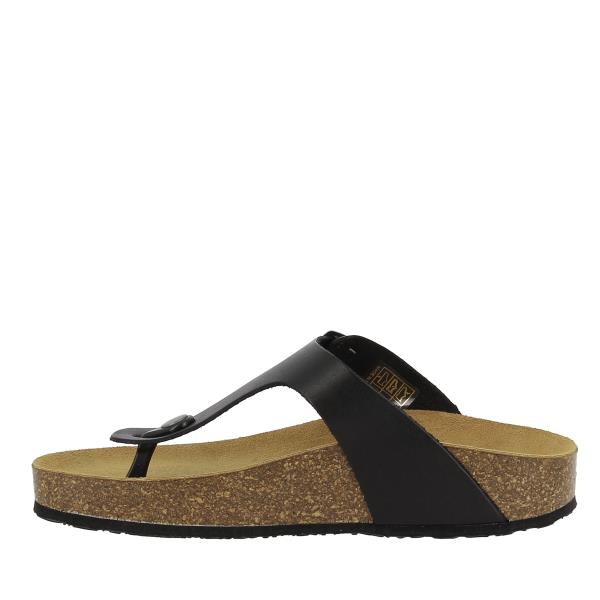 Explore the luxurious anti-bacterial leather lining and memory cushion technology inside Plakton's 341671 Black Thong Sandals, ensuring all-day freshness and comfort.